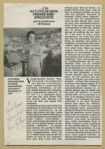 Rene Frydman - First baby born in vitro - Rare signed press article - 2015 - Bild 1 von 1