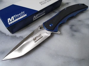 Mtech Evolution Ball Bearing Pivot Tanto Pocket Knife 8Cr13 Blue Mist MTE-FDR014 - Picture 1 of 8