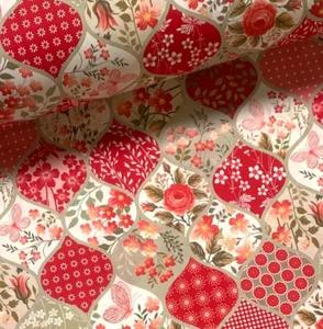 Stoff Meterware Baumwollstoff Patchwork Blumen Rosen Schmetterling Ornamente - Bild 1 von 8