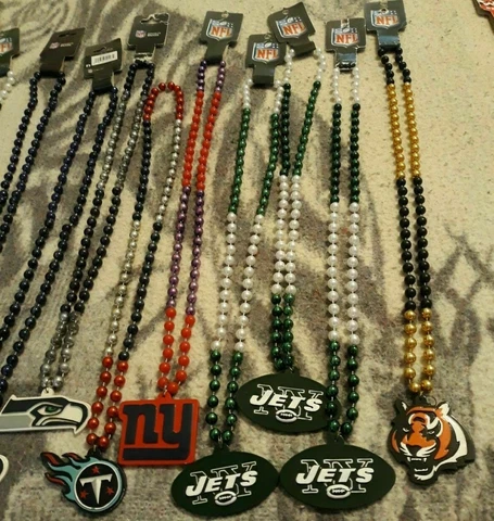 Mardi Gras Sports Beads Medallion Necklace ~ PICK YOUR TEAM Cover