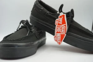 NEW MEN WOMEN VANS ZAPATO DEL BARCO BLACK BLACK NV-0XC3186 CANVAS UPPER - Picture 1 of 6