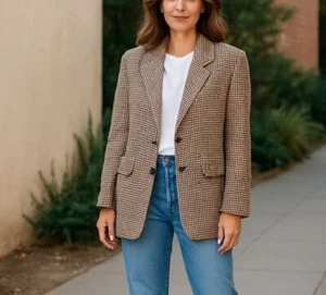 Candace Cameron Bure Gingham Blazer Jacket 2XP Black/ Rose Academia Transitional - Picture 1 of 16