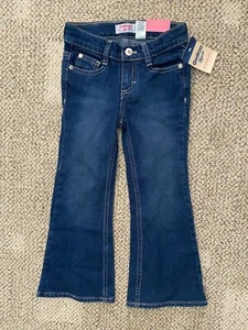 Girls Oshkosh B'gosh Flare Jeans Dark Blue Size 5 Adjustable Waistband - Picture 1 of 4