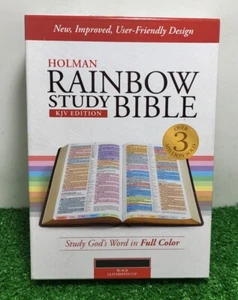 KJV Rainbow Study Bible,Black Leather Touch,Indexed-NEW - Imagen 1 de 12