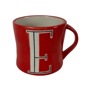 Anthropologie E Mug Hand Painted Monogram Coffee Tea Initial “E” Bright Red - Picture 1 of 8