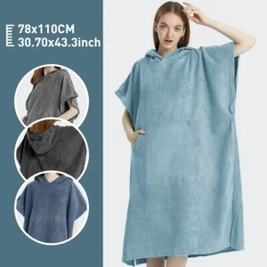 Towel Poncho Quick-Dry Microfiber Beach Robe Changing Poncho Hoodie for Adults - Picture 1 of 14