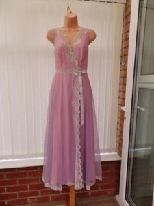 Q35 VTG ST MICHAEL ULTRA SHEER PINK LILAC 2 LAYER NYLON 60'S NIGHTDRESS M 36" - Picture 1 of 17