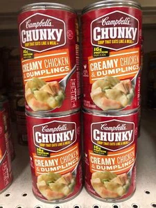 4 Campbell's CHUNKY Creamy Chicken & Dumplings Soup 18.8 oz Cans FREE SHIP - Picture 1 of 4