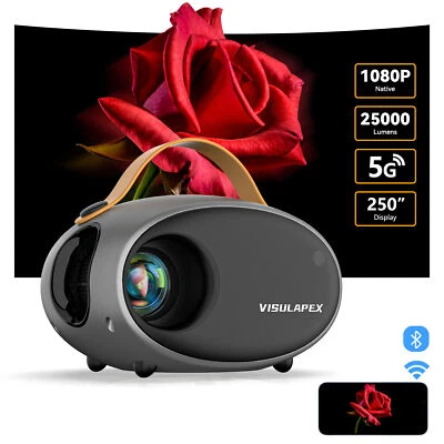 1080P Projector 25000 Lumens 4K FHD 5G WiFi Bluetooth Video Home Theater HDMI AV - Image 1 of 4