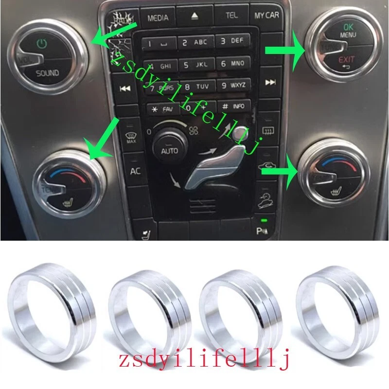 4x Botão de Ar Condicionado Áudio Cross Country para Volvo S60 Acabamento de Alumínio Prata a - Imagem 1 de 1