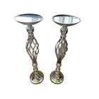 Large Floor Standing Silver Chrome Mirrored Stand Bundle Set Of 2 Home Decor