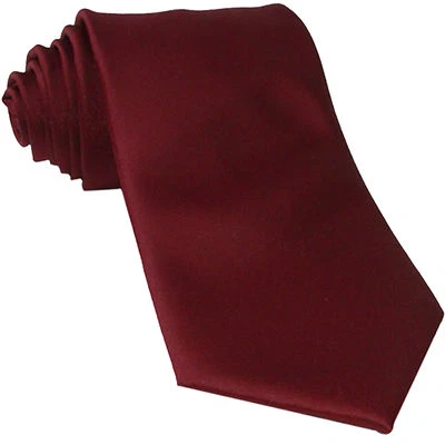 New Polyester Men's extra long Neck Tie only solid formal wedding prom burgundy - Image 1 of 2