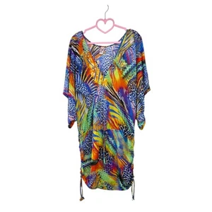 Luli Fama Coverup Isla Salvaje Cabana V Neck Dress Cover Up Size XS Animal Print - Picture 1 of 7