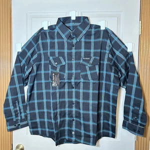 Camisa de franela Demons Behind Me para hombre 5XL abotonada a cuadros negra/azul NUEVA - Imagen 1 de 12