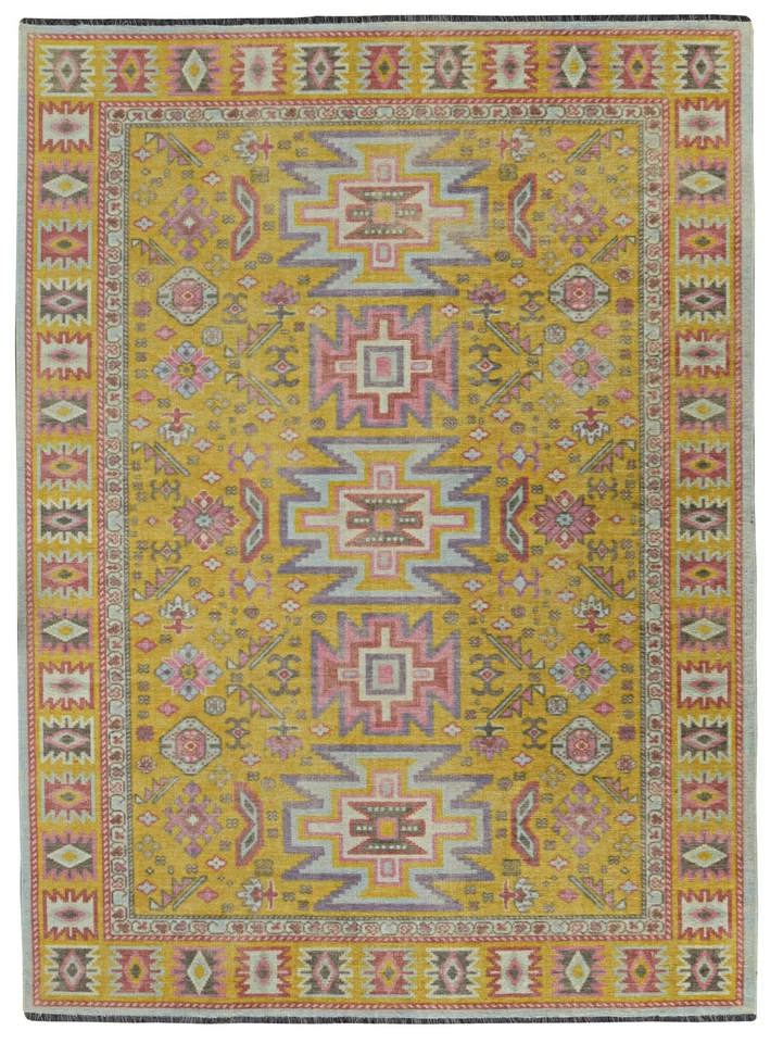 Linon Logan Sivas Polyester 3' X 5' Accent Rug in Yellow and Ivory - Image 1 of 4