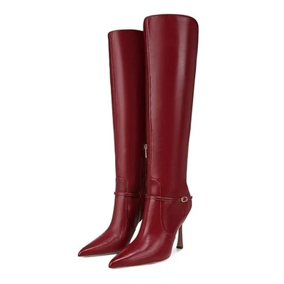Botas altas Sam Edelman para mujer Elia por encima de la rodilla EE. UU. 6 M UE 36 cuero rojo nuevas en caja Foto 1 de 4