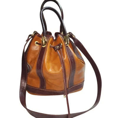 BOLSO CUBO CINCH MARRÓN ÓXIDO CUERO USADO MARINO ORLANDI Foto 1 de 4