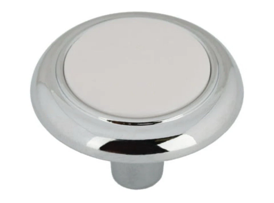 Mainstays Cabinet Knob, Chrome/White, 10 Pack - Image 1 of 4