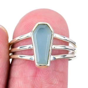 Aquamarine Stone Channel Set Art Deco Cluster New Ring Size 7.5 Sterling Silver - Picture 1 of 8