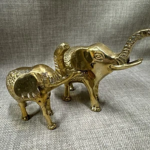 ELEFANTE DE LATÓN ALTO VINTAGE HECHO EN LA INDIA MCM LATÓN Par - Imagen 1 de 7