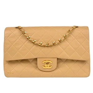 Chanel Beige Lambskin Medium Classic Double Flap Shoulder Bag 176812 - Picture 1 of 11