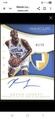 2015 Panini Immaculate Collection - Signature Patches Kevon Looney #346 01/25 - Image 1 of 4