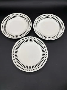 Antique Set Of 3 Antique White Max Roesler Porcelain Reticulated Plates Marked - Picture 1 of 5