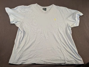 Polo Ralph Lauren V Neck T Shirt Light Blue Yellow Pony Short Sleeve Relaxed Fit - Picture 1 of 8