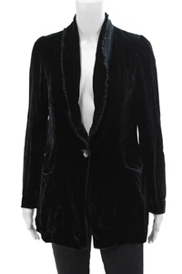 Ghost Womens Ruffled Trim Detail Velvet Single Button Jacket Black Size P - Picture 1 of 6