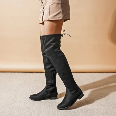 Mujeres Damas Moda Botas Sobre la Rodilla Fiesta Club Usar Botas hasta el Muslo Foto 1 de 4