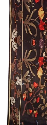 Bufanda Amalienborg Rosenborg 100 % seda vintage aves botánicas motivo uva Foto 1 de 4