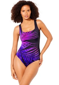 Swimsuits for All Women's Chlorine Resistant Square Neck Tummy Control One - Picture 1 of 11