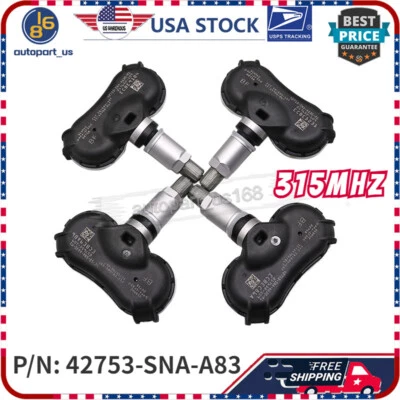 Kit de 4 sensores de neumáticos TPMS válvula para Honda Civic 2008-2013 1,3 L 1,8 L 2,0 L 315 MHz Foto 1 de 4