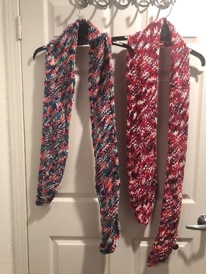 Ocean Pacific OP Bufandas Rayas Tejido Cable 74”x6” Multicolor Rojo, Verde Foto 1 de 4