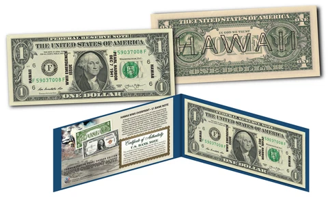 HAWAII Reproduction Overprint WWII Emergency Pearl Harbor Legal Tender $1 Bill Cover
