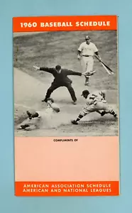 1960 Baseball Schedule American, National Leagues & American Association - Picture 1 of 6