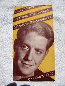 October 1941 COLUMBIA MASTERWORKS Supplement Reviews Nelson Eddy RECORD CATALOG. - Picture 1 of 3