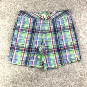 Polo Ralph Lauren Board Shorts Mens 32 Blue Plaid Lined Surf Swim Trunks Preppy - Picture 1 of 18