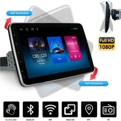 Single DIN Navigation for Car Rotatable 10.1'' Touch Screen GPS Bluetooth Wifi - Image 1 of 4