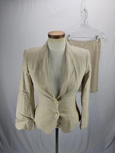 Escada Women's Beige 2 Piece Wool Silk Blend Skirt Suit 34 Us 4 - Picture 1 of 6