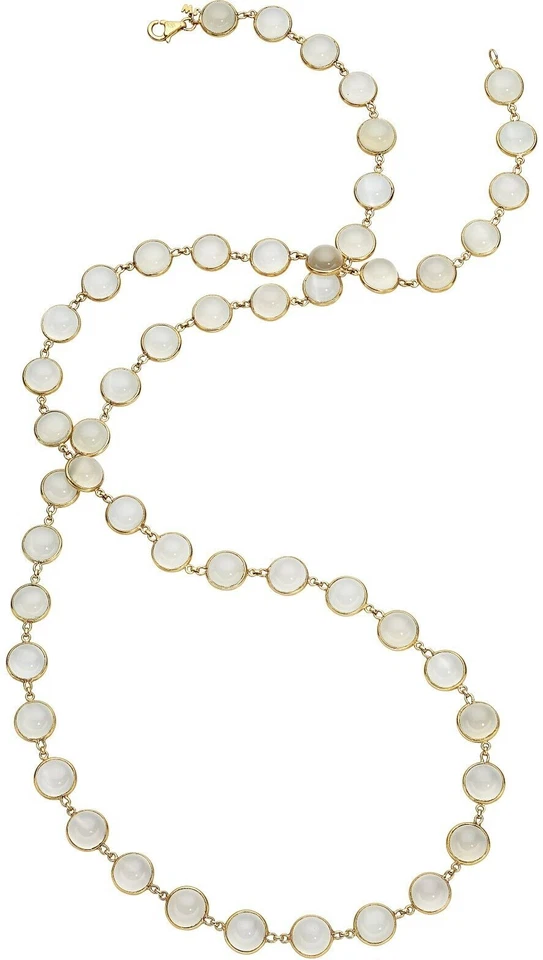 Juego de collar cabujón piedra lunar en oro 18k 38" peso bruto: 82,38 gramos Foto 1 de 1