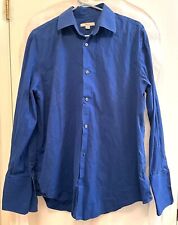 Merona Long Sleeve Button Shirt Mens Dark Blue Large 16 French Cuff