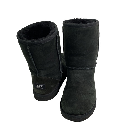 Stivali UGG Australia neri donna taglia 6 scamosciati tomaia pelle di pecora fodera tacco piatto