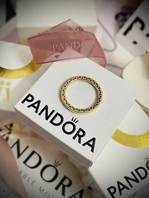 Authentic Pandora 14k CLASSIC HEARTS OF GOLD Ring 155238 RETIRED US SIZE 7.5/56 - Image 1 of 4