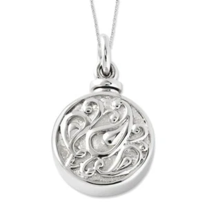 Sterling Silver Tear In Circle Ash Holder 18in Necklace - Picture 1 of 7