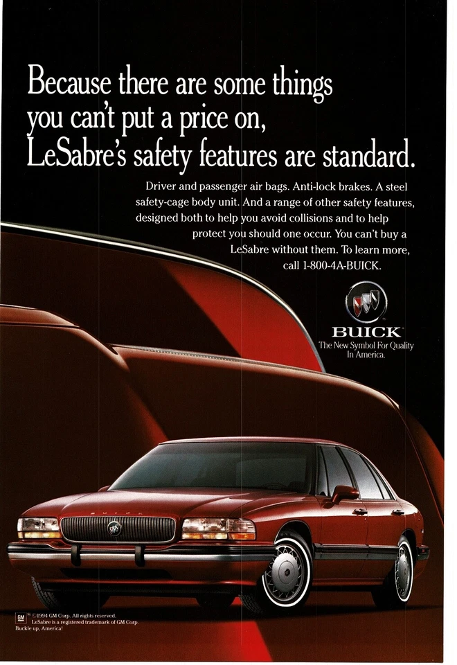1994 BUICK LeSabre red 4-door sedan Vintage Print Ad - Image 1 of 1