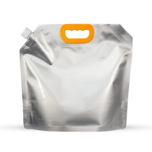 5 LITRE SPOUTED LIQUID PACKAGING STAND UP POUCH CLEAR AND SILVER