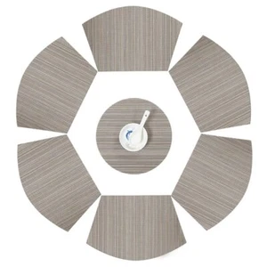 Set of 7 Round Table Placemats Wedge Shaped Place Mats w/ Round Centerpiece Mat - Picture 1 of 7