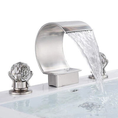 BWE 8" Widespread Bathroom Faucet Waterfall Nickel Vanity Sink 3Hole Basin Mixer Tap