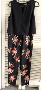 PHASE EIGHT UK 12 Stunning Black Floral Stretch Overlay Jumpsuit EU 40 - Picture 1 of 7